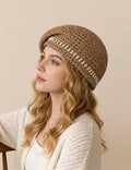 Elegant Artist Crochet Breathable Straw Beret Hat MK2CK6W6HAT63
