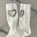 Rhinestone Heart Socks - DippedShop Wholesale - #3491
