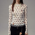 Crew Neck Polka Dot Crop Top - DippedShop Wholesale - #1843