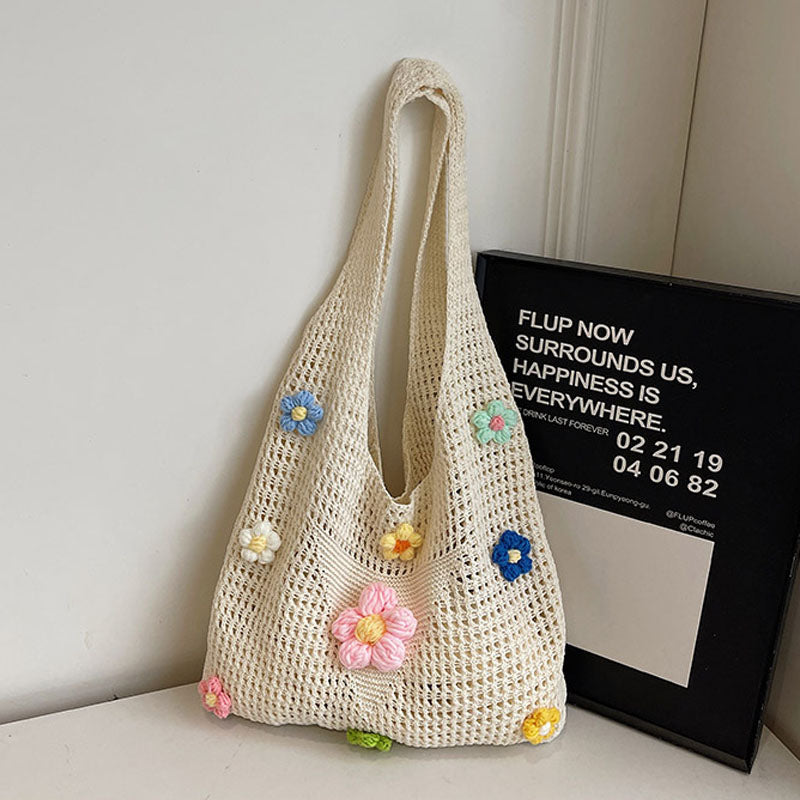 Flower Crochet Tote Bag - DippedShop Wholesale - #8467