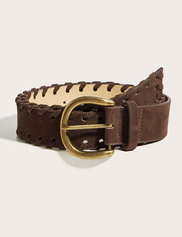 Vintage Braided Edge Pin Buckle Suede Belt MK2LEEP6W6JBT47