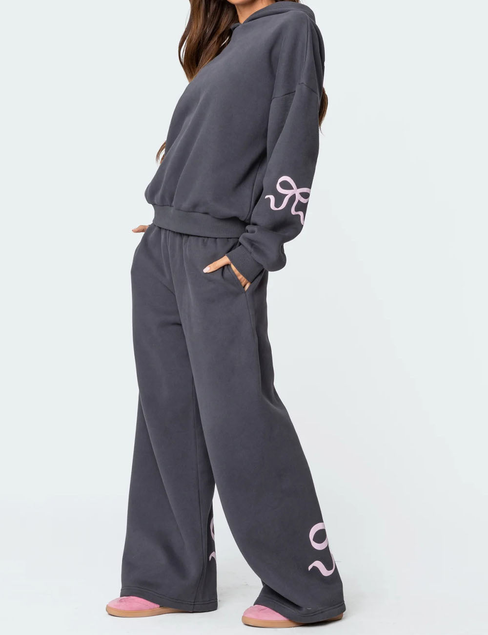 Trendy Print Loose Hoodie Sweatshirt Pants Set DP25F540