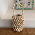 Beaded Woven Bucket Bag - DippedShop Wholesale - #9555