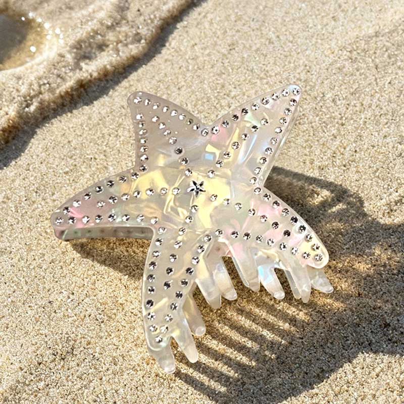Iridescent Rhinestone Starfish Non-Slip Hair Claw MK2PPM6W6HCP346