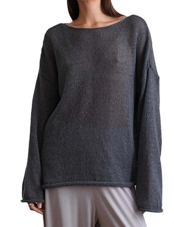 Minimalist Hollow Out Round Neck Sheer Knit Top DP25E432