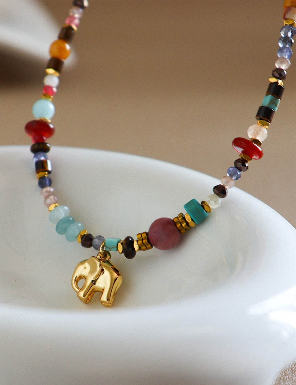 Bohemian Style Natural Stone Beaded Necklace - DippedShop Wholesale - #9891