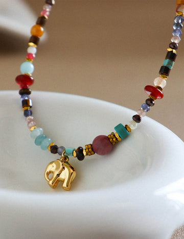 Bohemian Style Natural Stone Beaded Necklace - DippedShop Wholesale - #9891