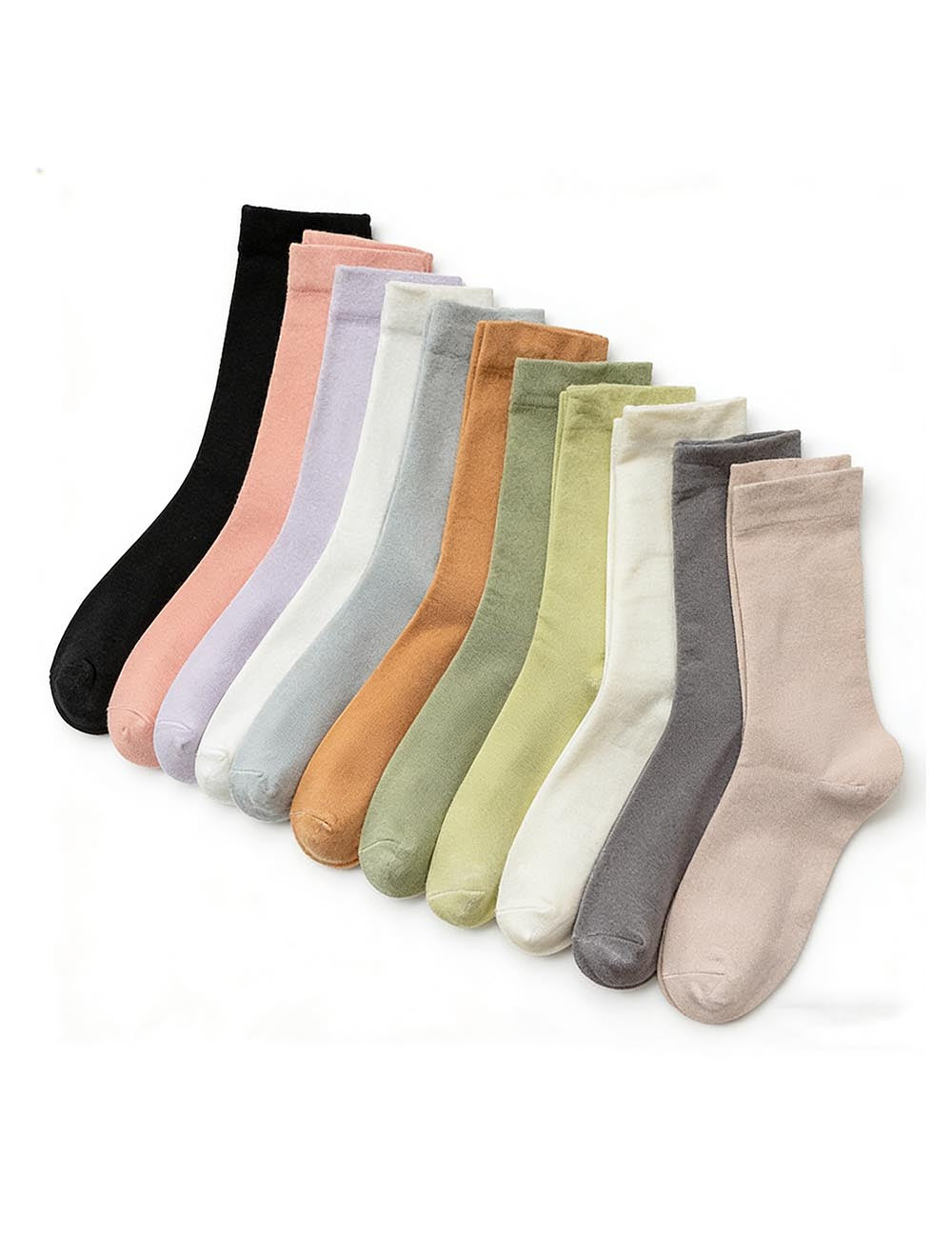 Solid Cotton Mid Calf Socks - DippedShop Wholesale - #7651