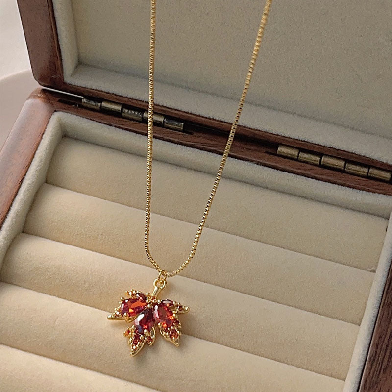 Gold Plated Maple Leaf Necklace - DippedShop Wholesale - #9539