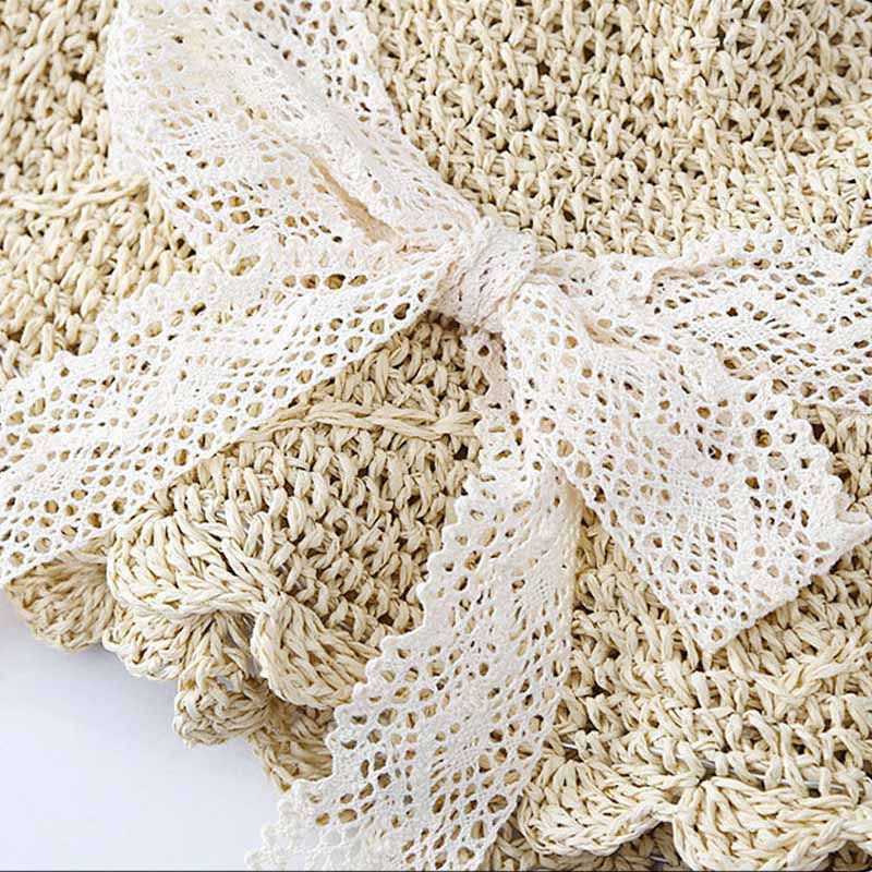 Lace Bowknot Straw Hat - DippedShop Wholesale - #1779