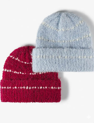 Casual Color Contrast Striped Thicken Warm Beanie DP25H703