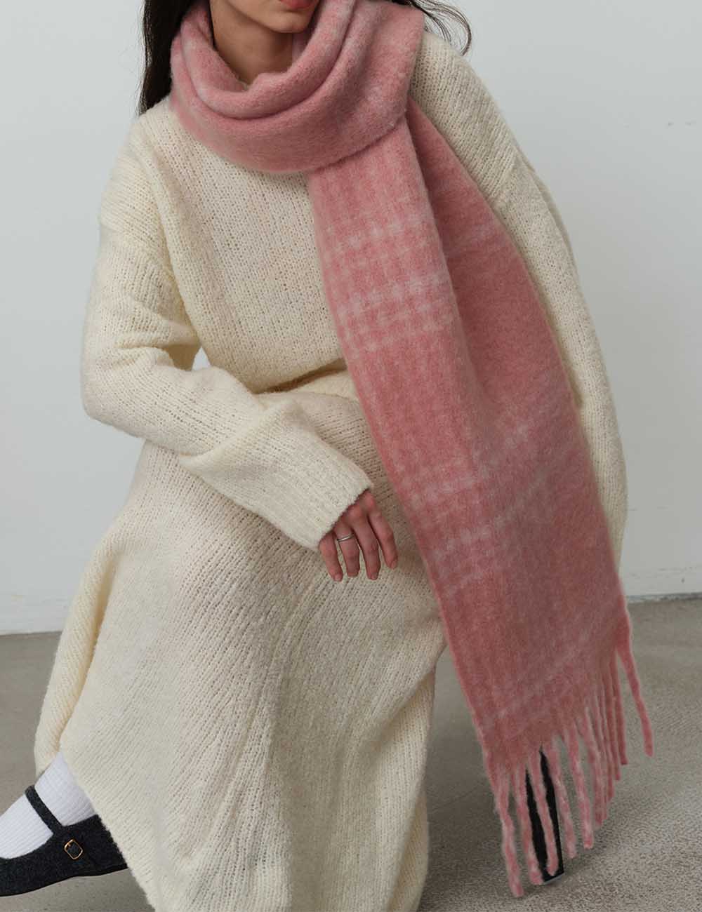 Tassel Vintage Plaid Color Block Warm Scarf DP25F608