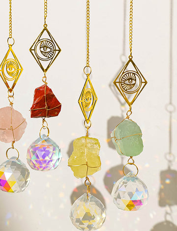 Natural Stone Crystal Ball Suncatcher - DippedShop Wholesale - #9155