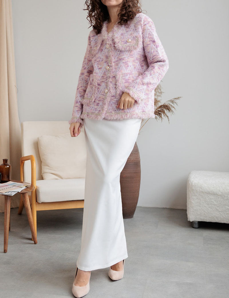 Elegant V-Neck Striped Long Sleeve Cardigan DP25E536