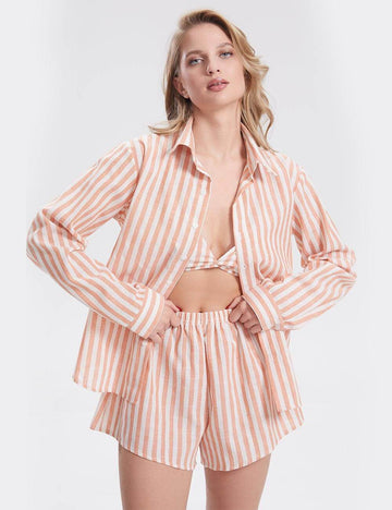 Stripe Shirt Shorts Set - DippedShop Wholesale - #7331