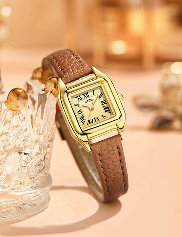 Classic Square Roman Numeral Leather Strap Watch MK2SSAS6W6JWA08