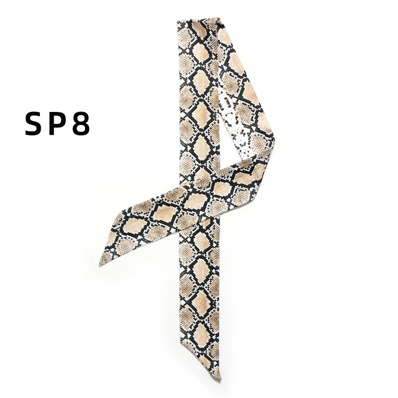 Vintage Leopard Print Narrow Lightweight Silk Scarf MK2BLW6W6NSI67