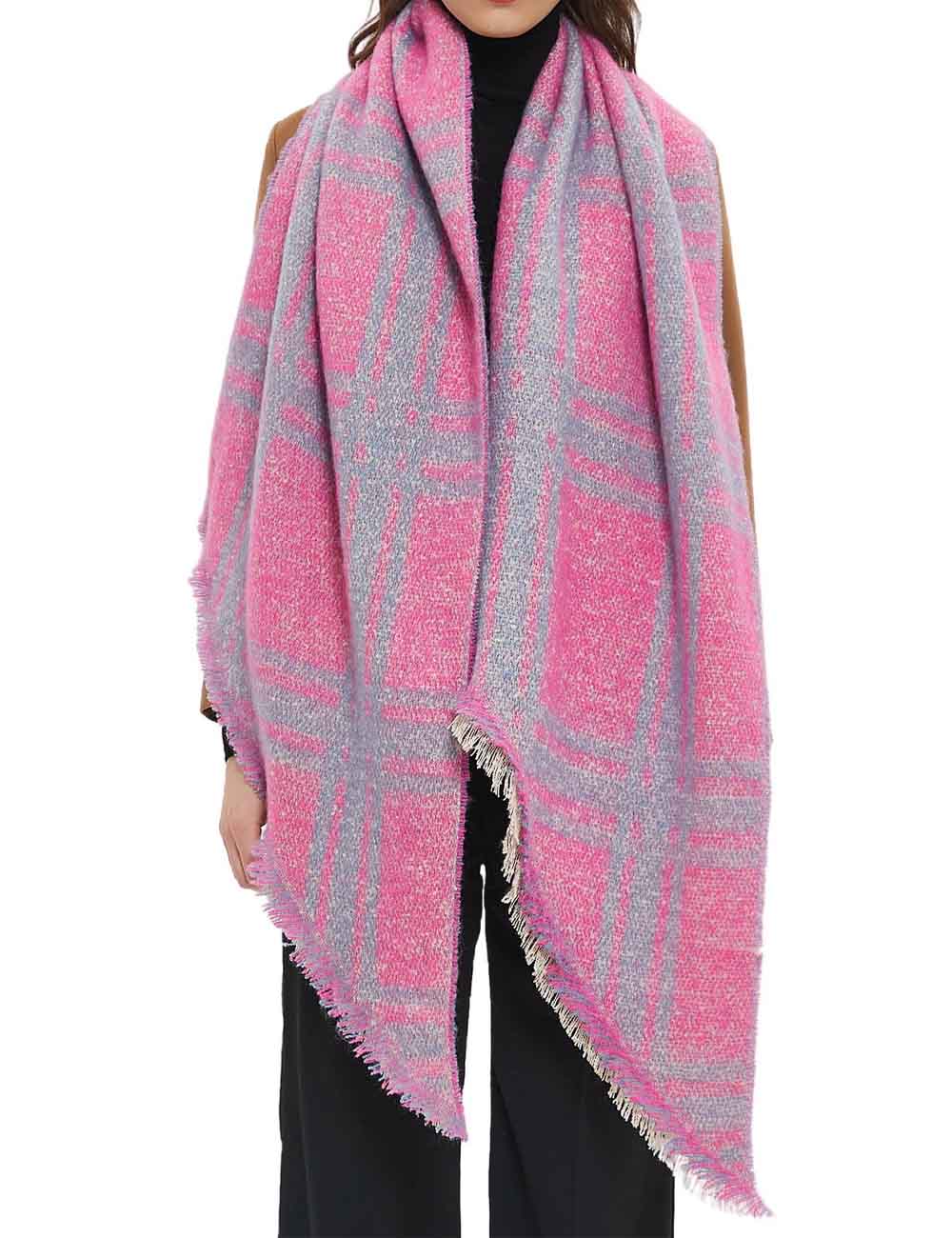 Vintage Jacquard Plaid Triangle Soft Scarf DP25G591