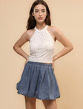 Floral Denim Bubble Skirt - DippedShop Wholesale - #4691