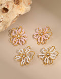 Gold Plated Flower Stud Earrings - DippedShop Wholesale - #1779
