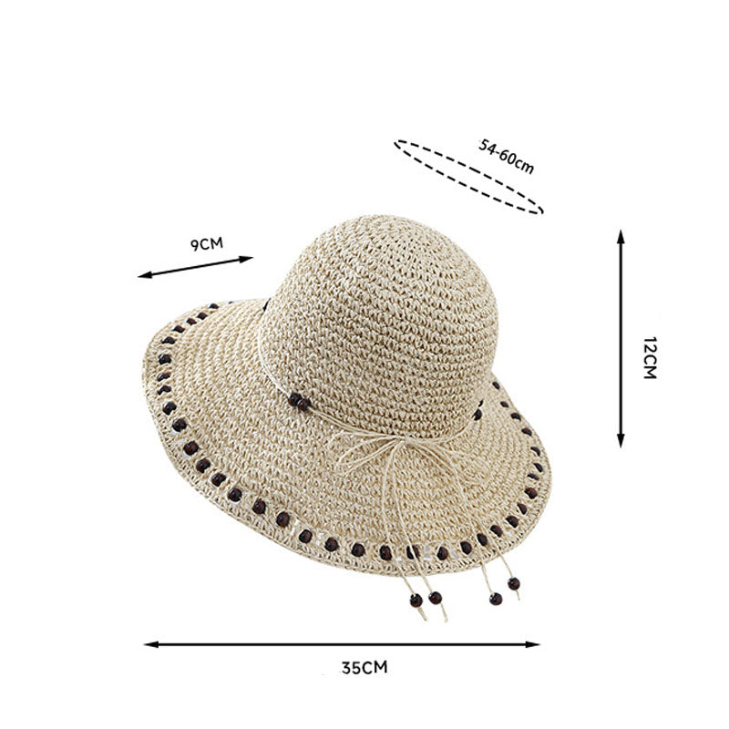 Beaded Bow Straw Hat - DippedShop Wholesale - #7843