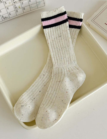 Minimalist Striped Color Block Crew Socks DP25H543