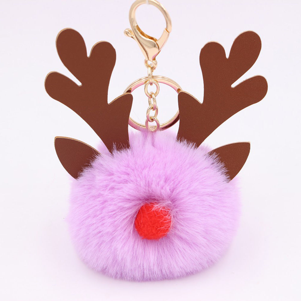 Cute Plush Christmas Reindeer Pom-Pom Bag Charm 6W10BBC703