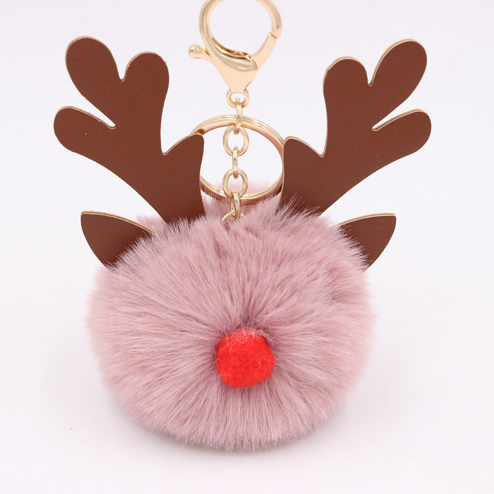Cute Plush Christmas Reindeer Pom-Pom Bag Charm 6W10BBC703