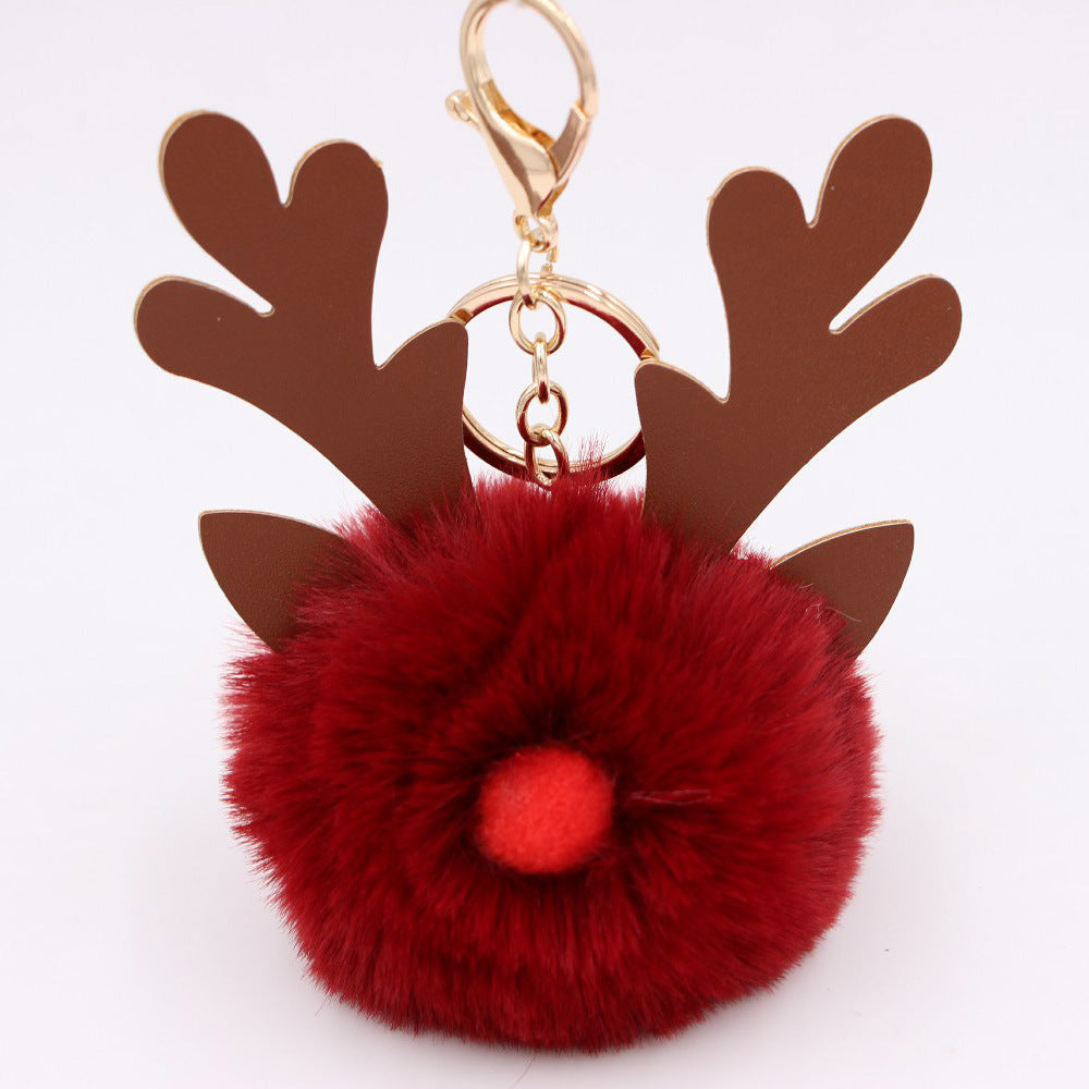 Cute Plush Christmas Reindeer Pom-Pom Bag Charm 6W10BBC703