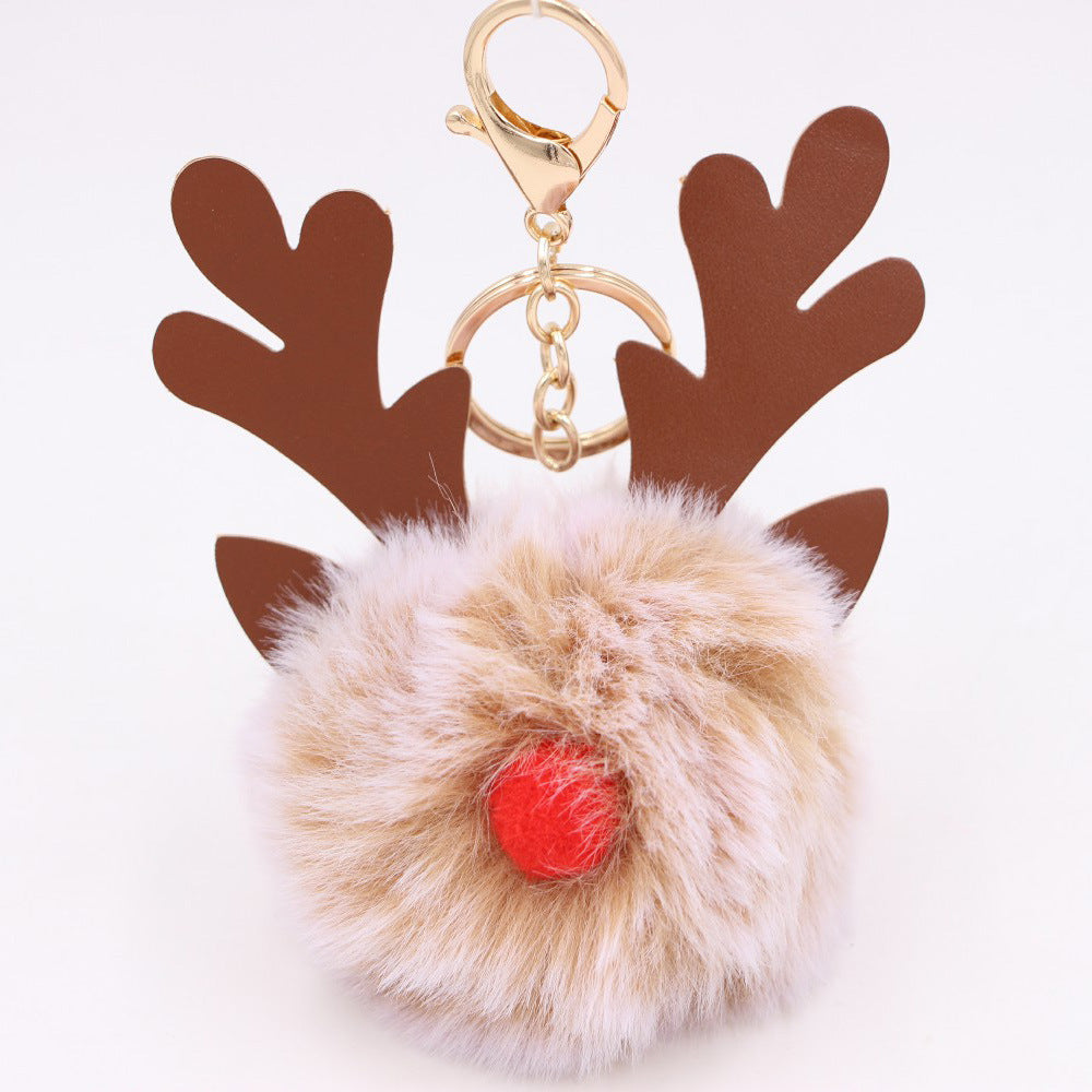Cute Plush Christmas Reindeer Pom-Pom Bag Charm 6W10BBC703