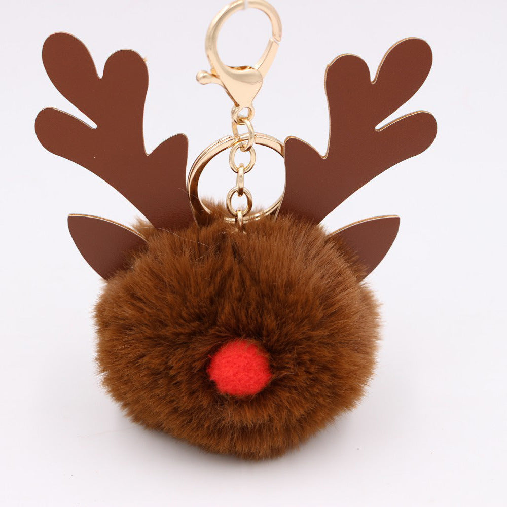 Cute Plush Christmas Reindeer Pom-Pom Bag Charm 6W10BBC703