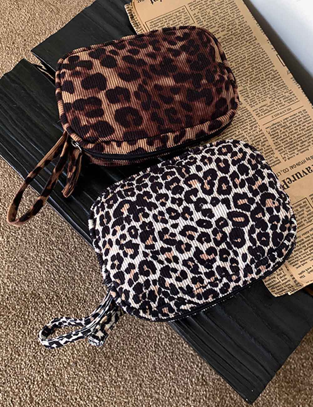 Corduroy Leopard Print Portable Storage Bag DP25H559