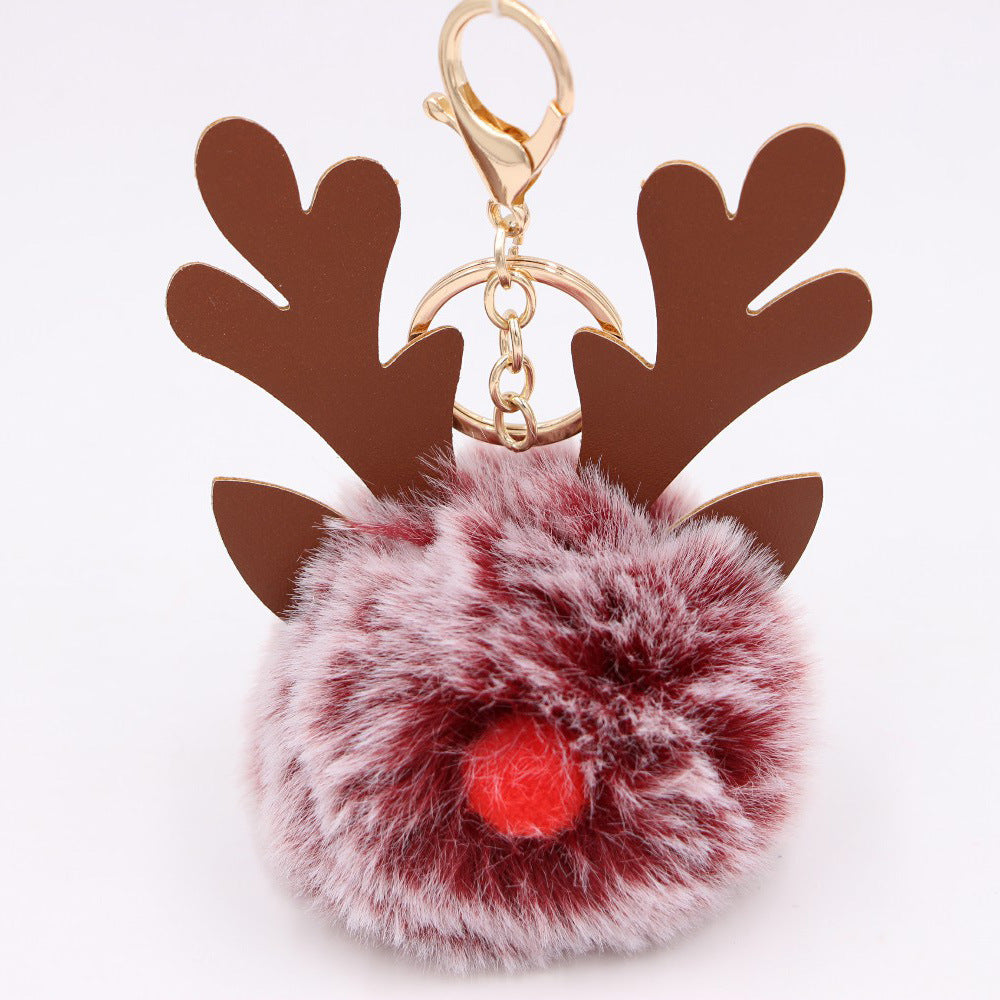 Cute Plush Christmas Reindeer Pom-Pom Bag Charm 6W10BBC703