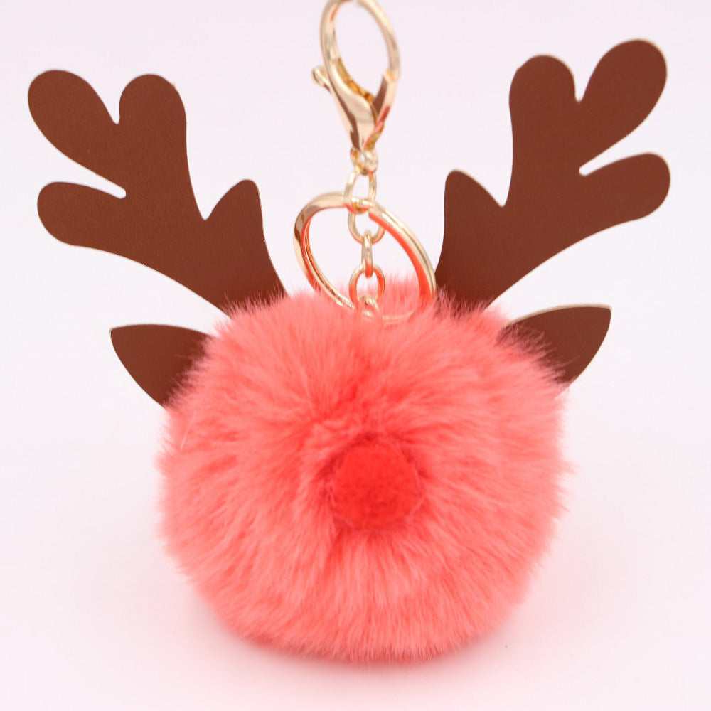 Cute Plush Christmas Reindeer Pom-Pom Bag Charm 6W10BBC703
