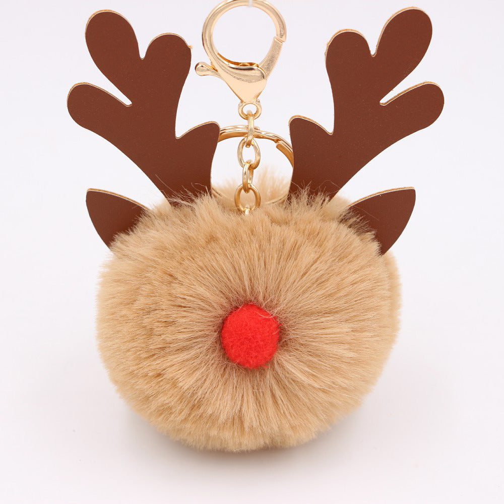 Cute Plush Christmas Reindeer Pom-Pom Bag Charm 6W10BBC703