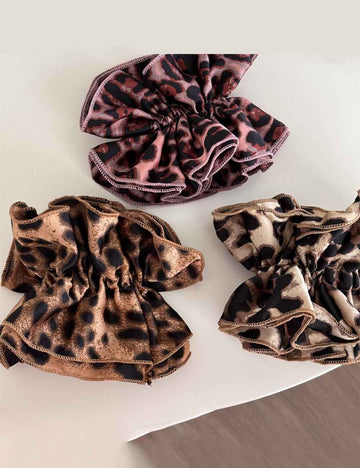 Vintage Leopard Print Satin Elastic Hair Scrunchies DP25F975