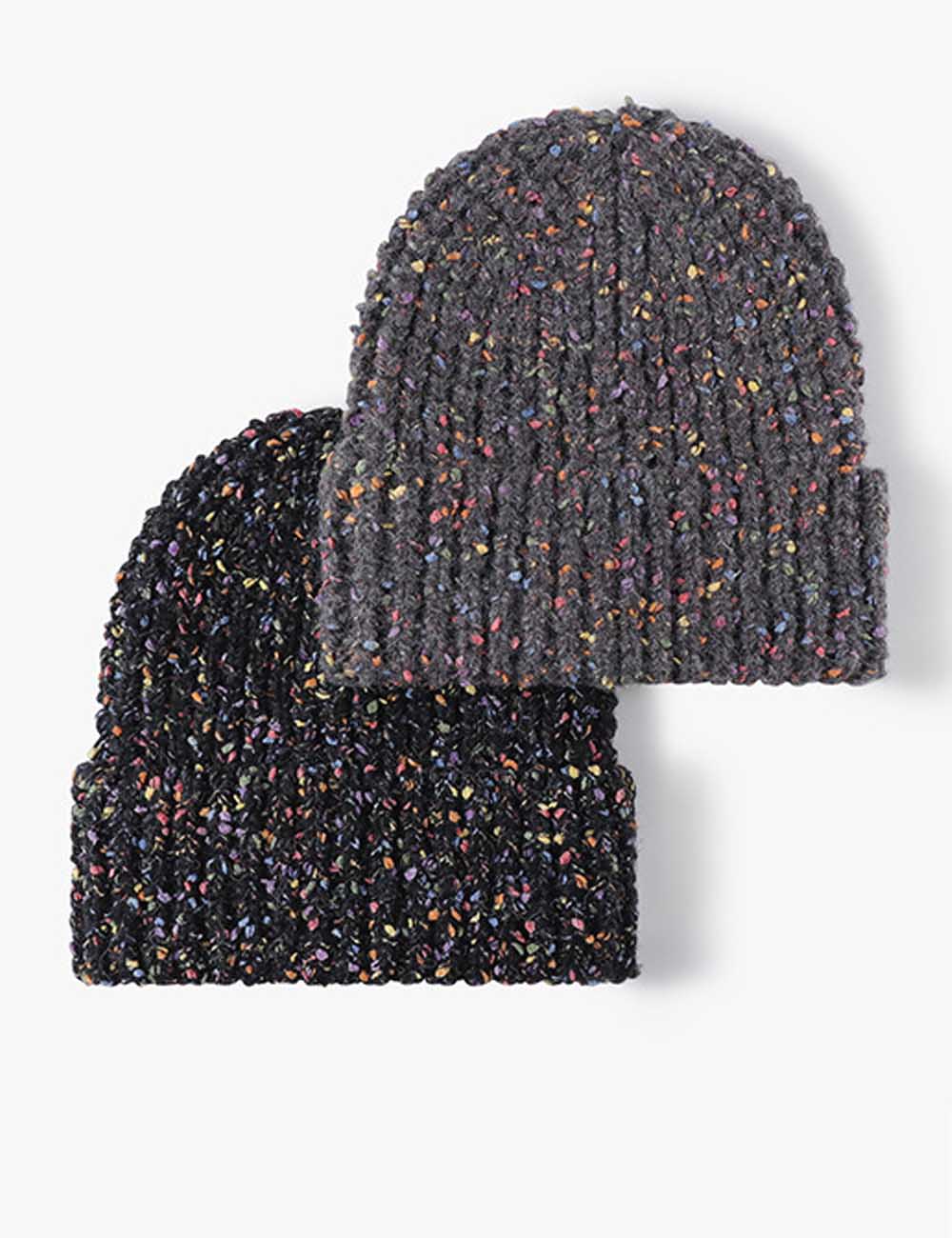 Ribbed Unisex Speckled Knit Beanie Winter Hat DP25F639