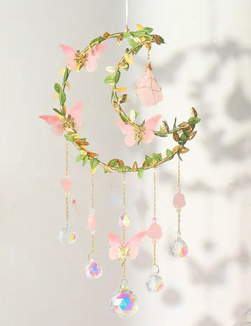 Leaves Butterfly Moon Crystal Suncatcher DP25D690