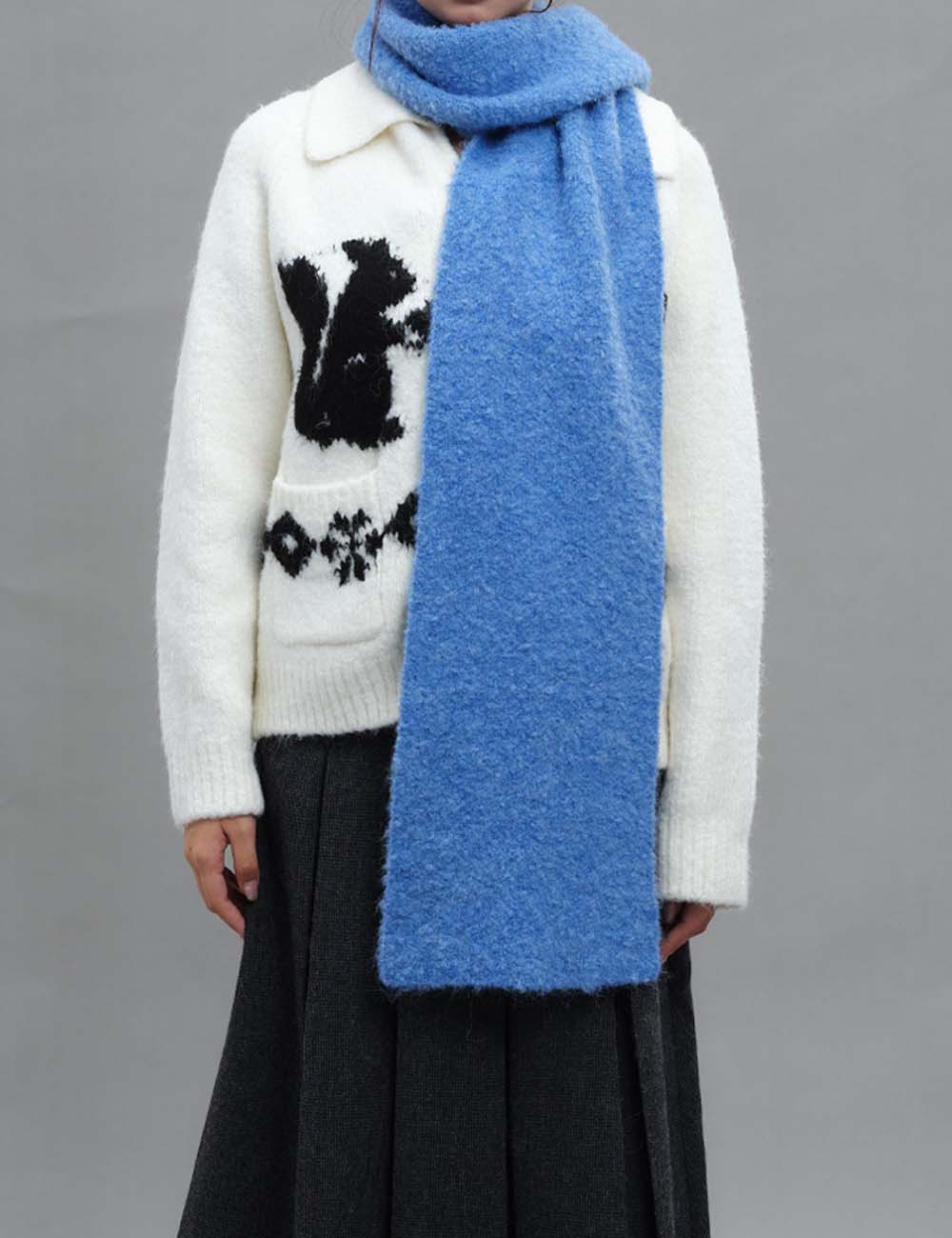 Knit Wool Blend Solid Color Winter Scarf DP25F628