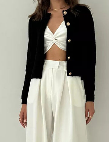 Elegant Knit Solid Color Button Down Cardigan DP25G920