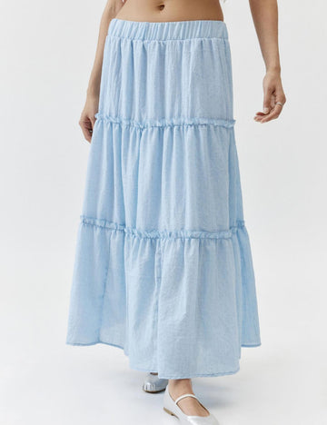 Chic Splice Pleated Lace Maxi Skirt DP25B656