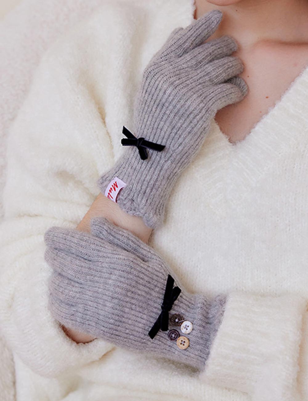 Bow Knot Wool Touchscreen Winter Gloves DP25F671