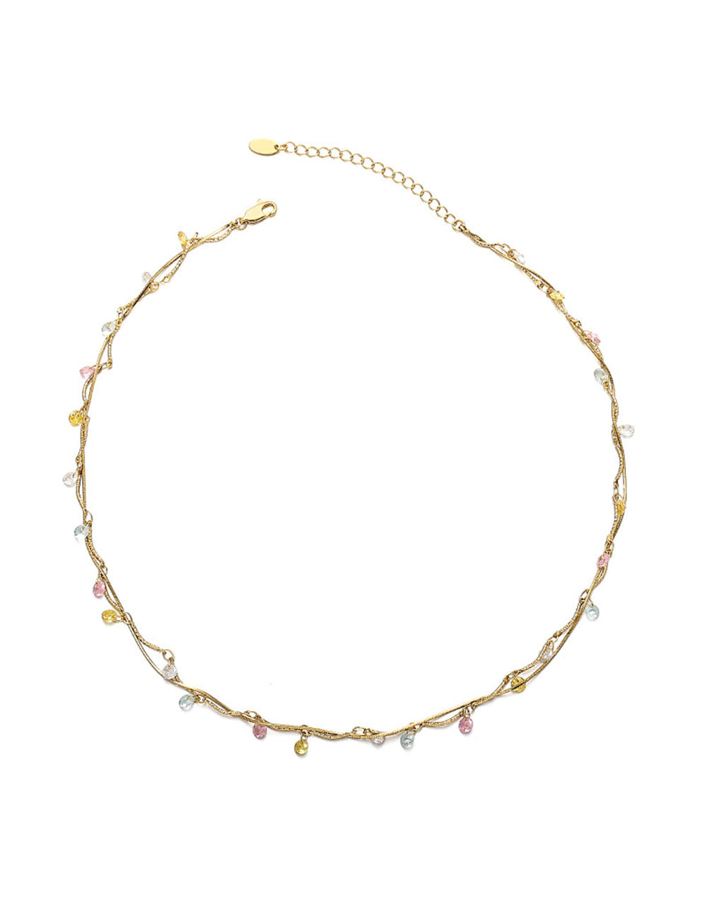 Vintage Twisted Double-Layer Zircon Necklace DP25E784