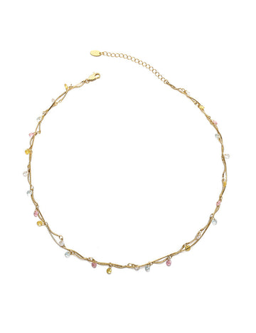 Vintage Twisted Double-Layer Zircon Necklace DP25E784