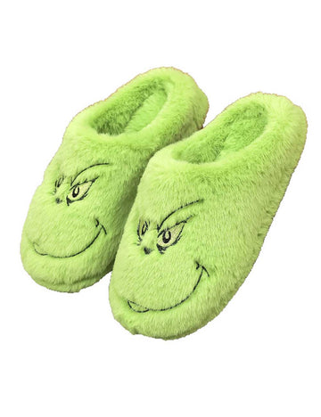 Funny Green Fuzzy Fur Warm Winter Slippers DP25H490