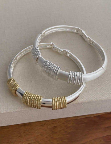 Chunky Textured Wire Twisted Bangle Bracelet DP25F816