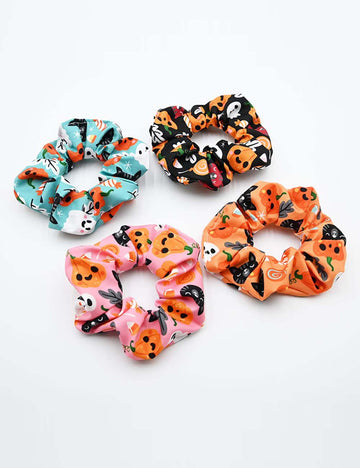Halloween Pumpkin Skull Print Scrunchie DP25G441