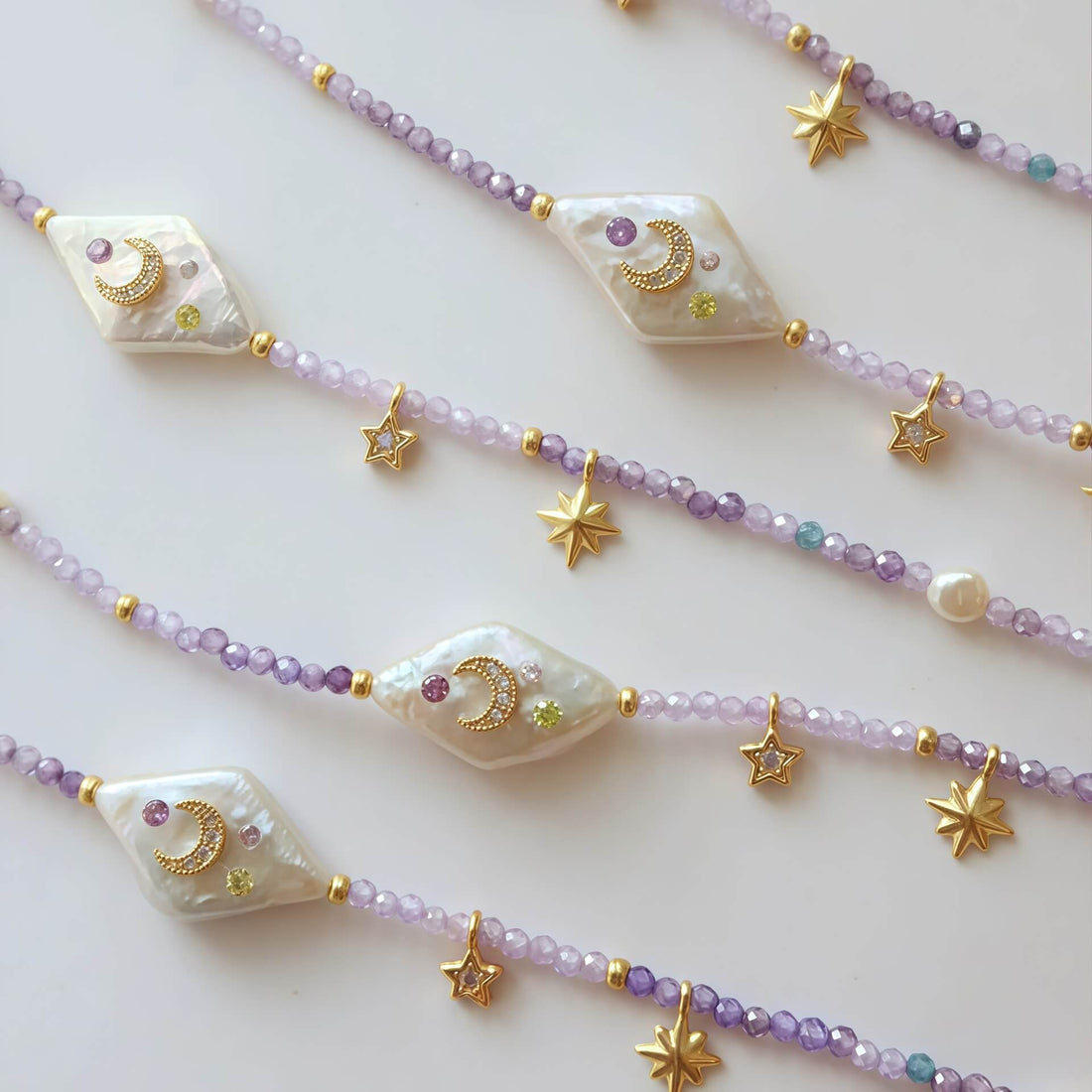 Pearl Moon Star Beaded Necklace DP25B757