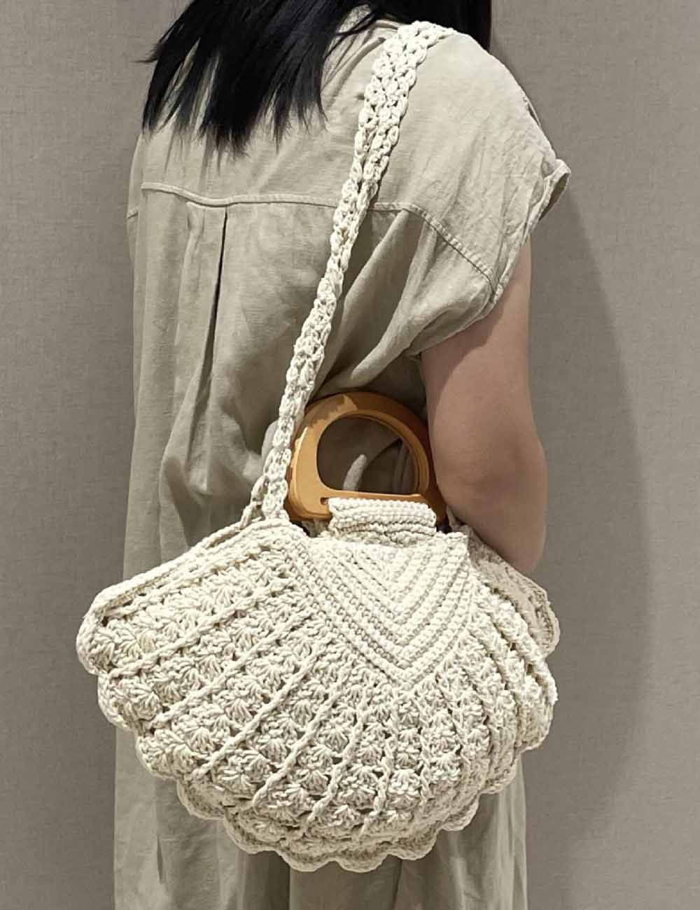 Crochet Shell Tote Bag - DippedShop Wholesale - #6435