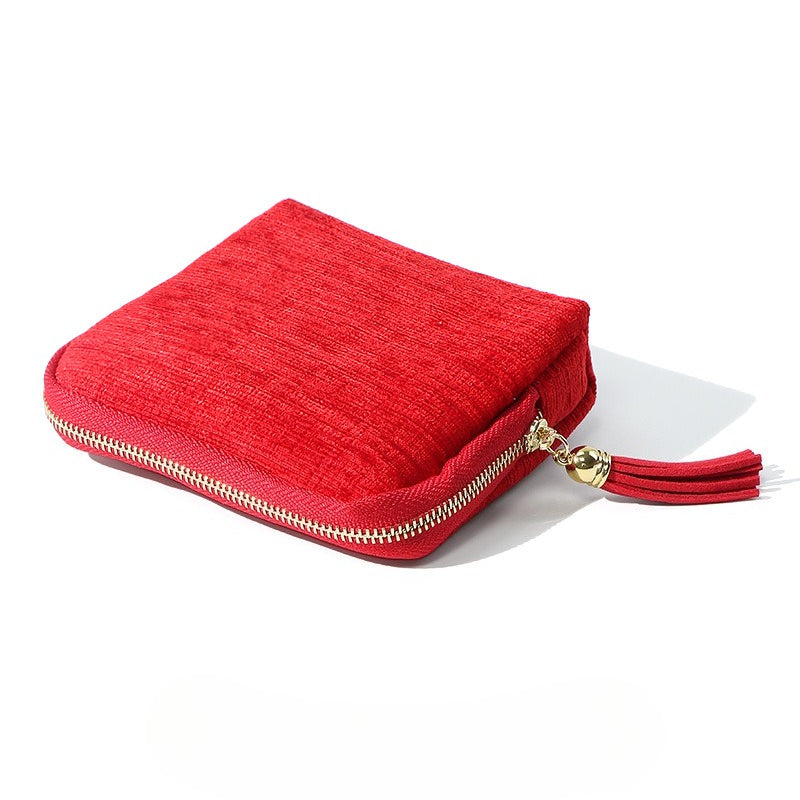 Solid Color Square Shape Tassel Jewelry Organizer Bag 8CW6BOB296L